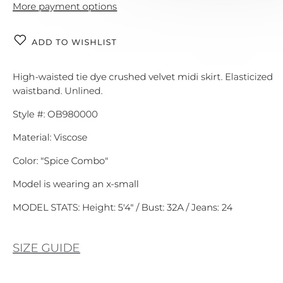 Free People sz Large Serious Swagger velvet tie-dye midi skirt - Picture 6 of 6